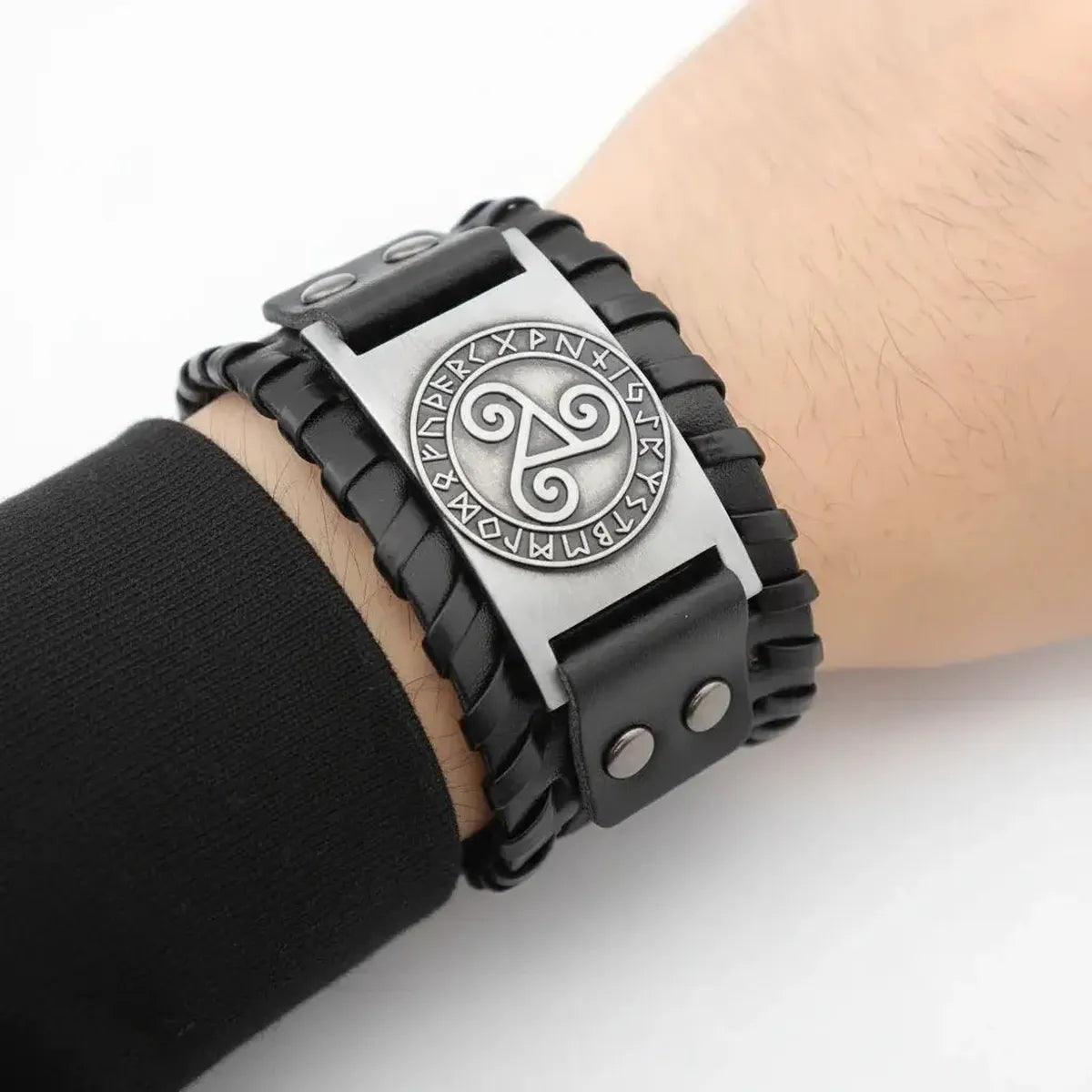 Vintage punk leather bracelet Geometric Toggle Clasp Fashion Jewelry - Hadi Craft