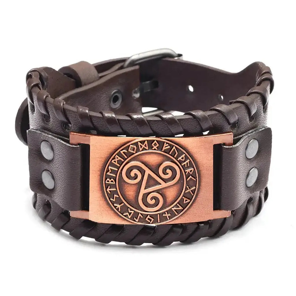 Vintage punk leather bracelet Geometric Toggle Clasp Fashion Jewelry - Hadi Craft