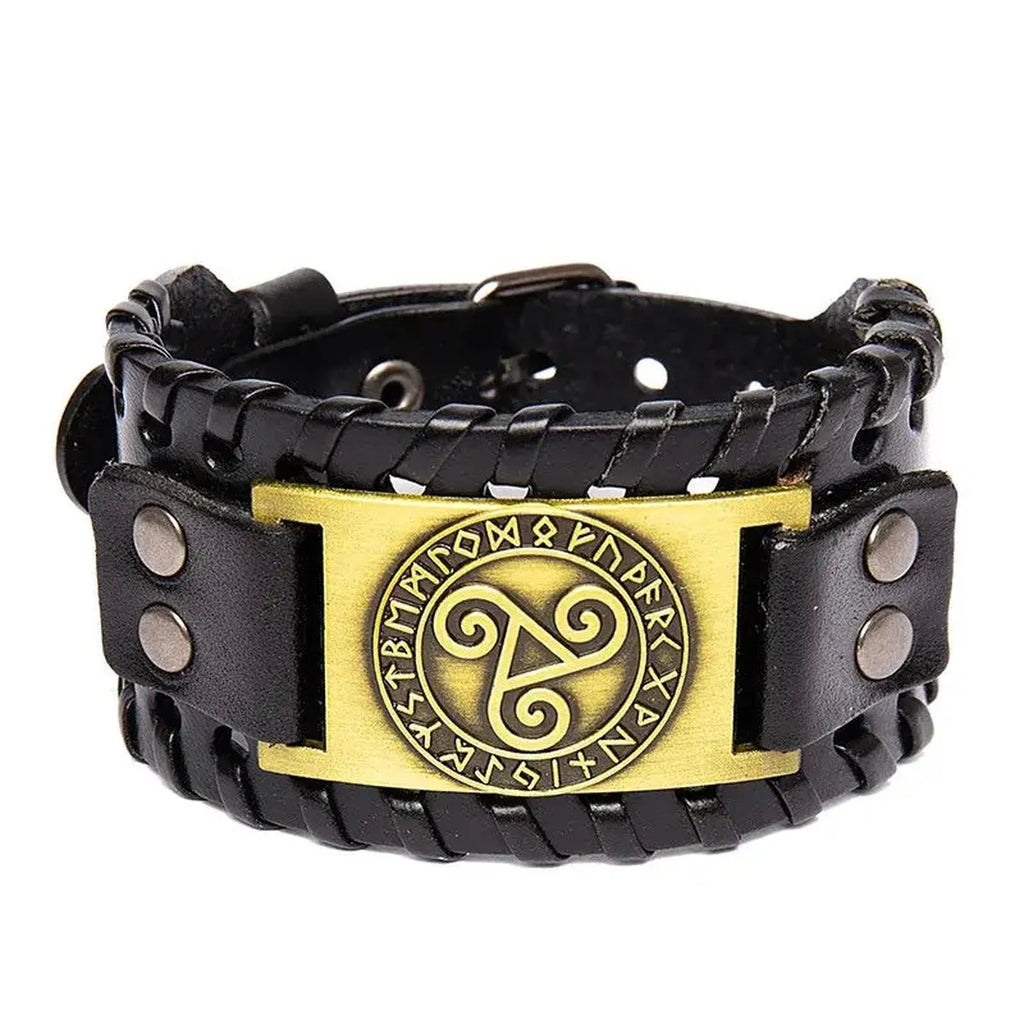 Vintage punk leather bracelet Geometric Toggle Clasp Fashion Jewelry - Hadi Craft