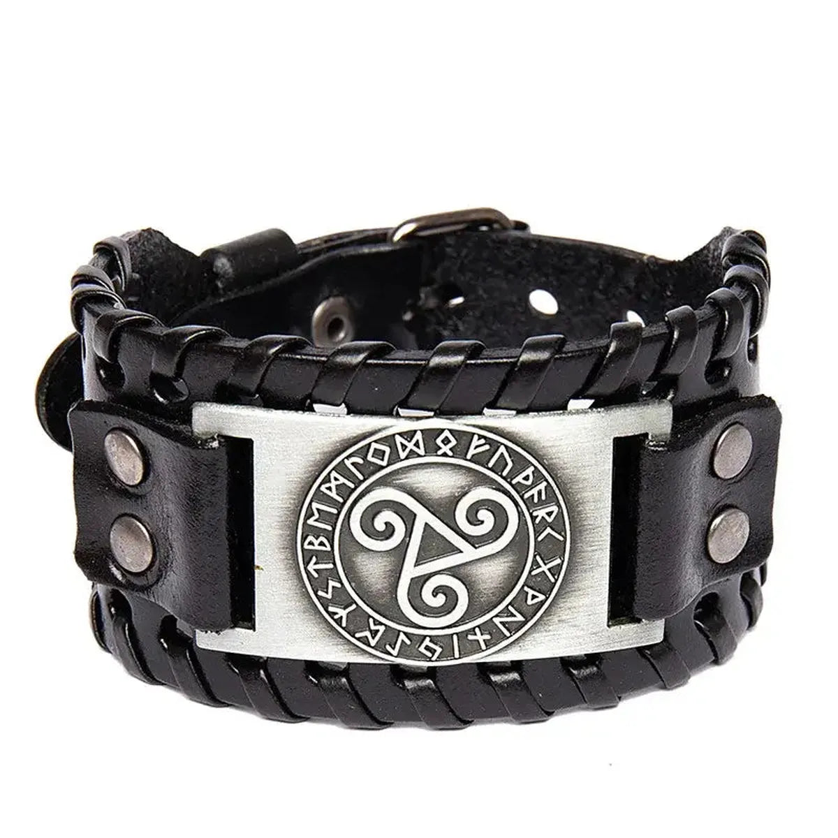 Vintage punk leather bracelet Geometric Toggle Clasp Fashion Jewelry - Hadi Craft