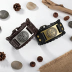 Vintage punk leather bracelet Geometric Toggle Clasp Fashion Jewelry - Hadi Craft