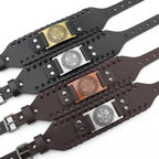 Vintage punk leather bracelet Geometric Toggle Clasp Fashion Jewelry - Hadi Craft