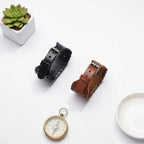 Vintage punk leather bracelet Geometric Toggle Clasp Fashion Jewelry - Hadi Craft