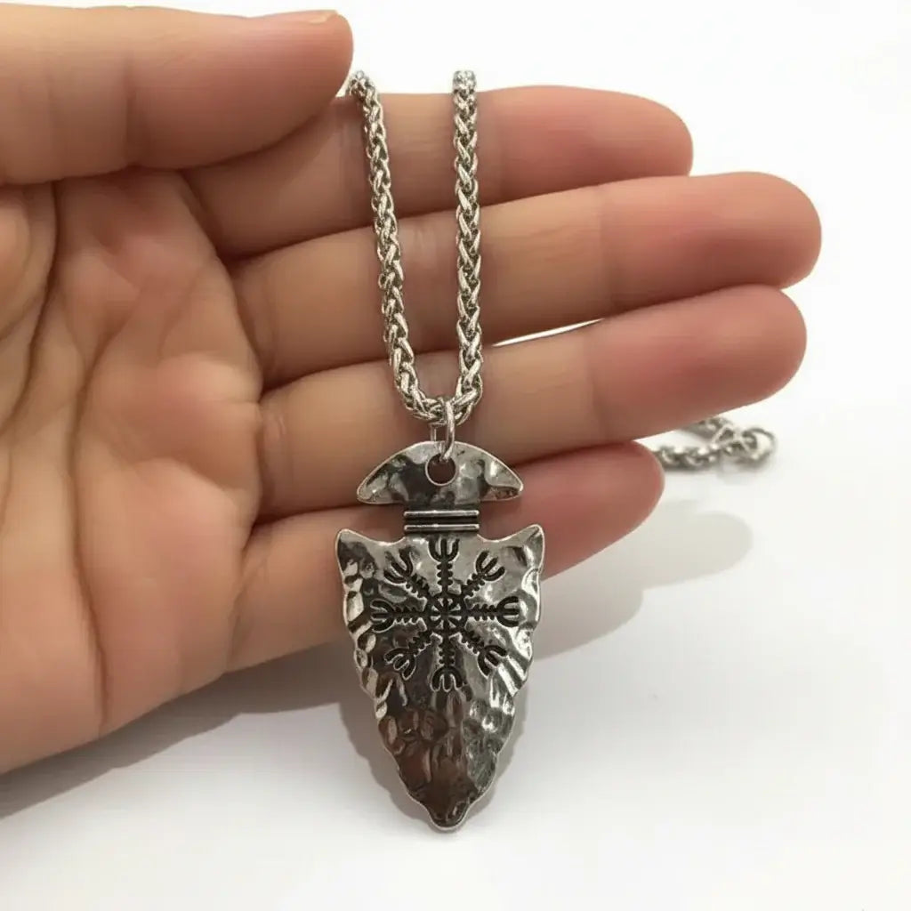 Vintage viking spear necklace Nordic Warrior Protector Pendant - Hadi Craft