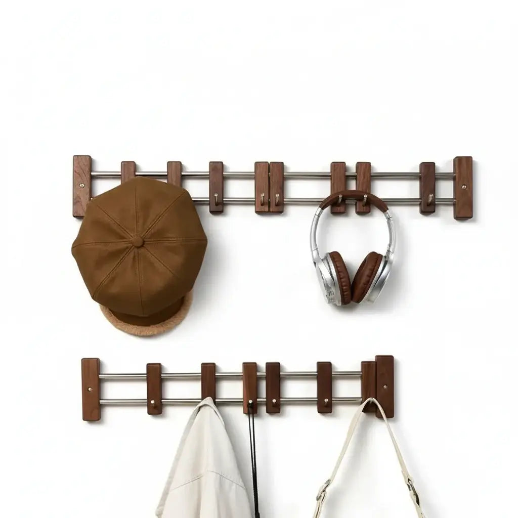 Vintage wooden coat hooks Sliding Wall Hooks Adhesive Coat Organizer - Hadi Craft
