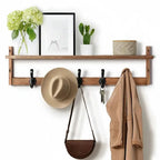 Wall Mount Coat Rack with Shelf – 5 Hook Entryway Organizer & Storage - Hadi Craft