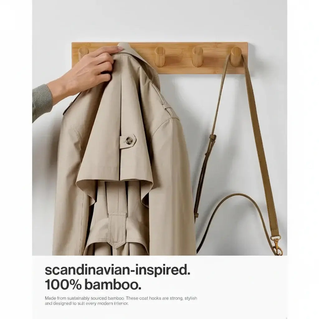 Wall Mounted Coat Rack with Heavy Duty hooks 1 Diameter Hooks 2 Pack - Hadi Craft
