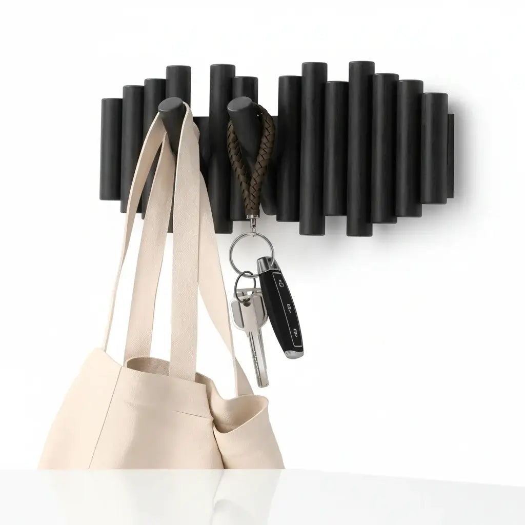 Wall-mounted coat rack with retractable pegs Retractable - Hadi Craft