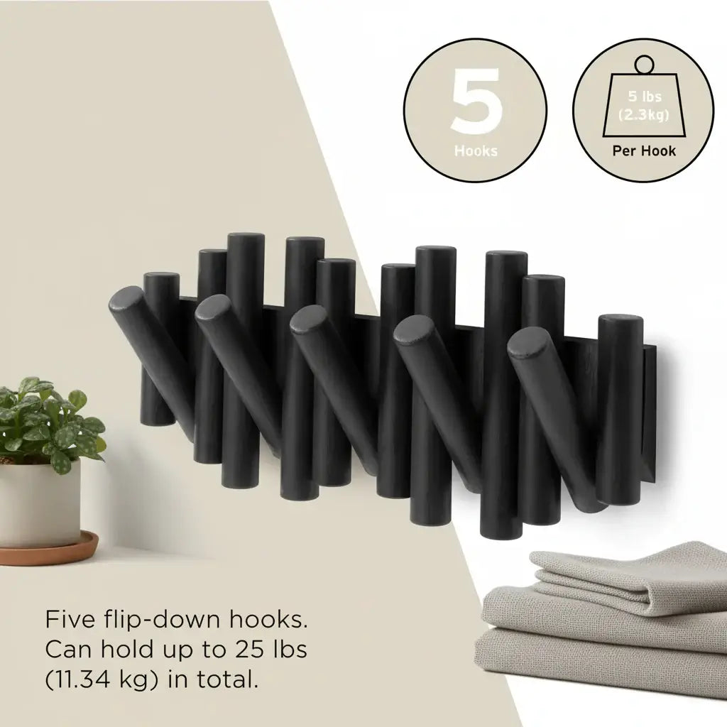Wall-mounted coat rack with retractable pegs Retractable - Hadi Craft
