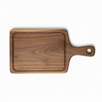 Walnut Cutting Board Paddle Shape 13×12×7 | Handmade Wooden Serving Board with Drip Ring | Premium Kitchen Board - Hadi Craft