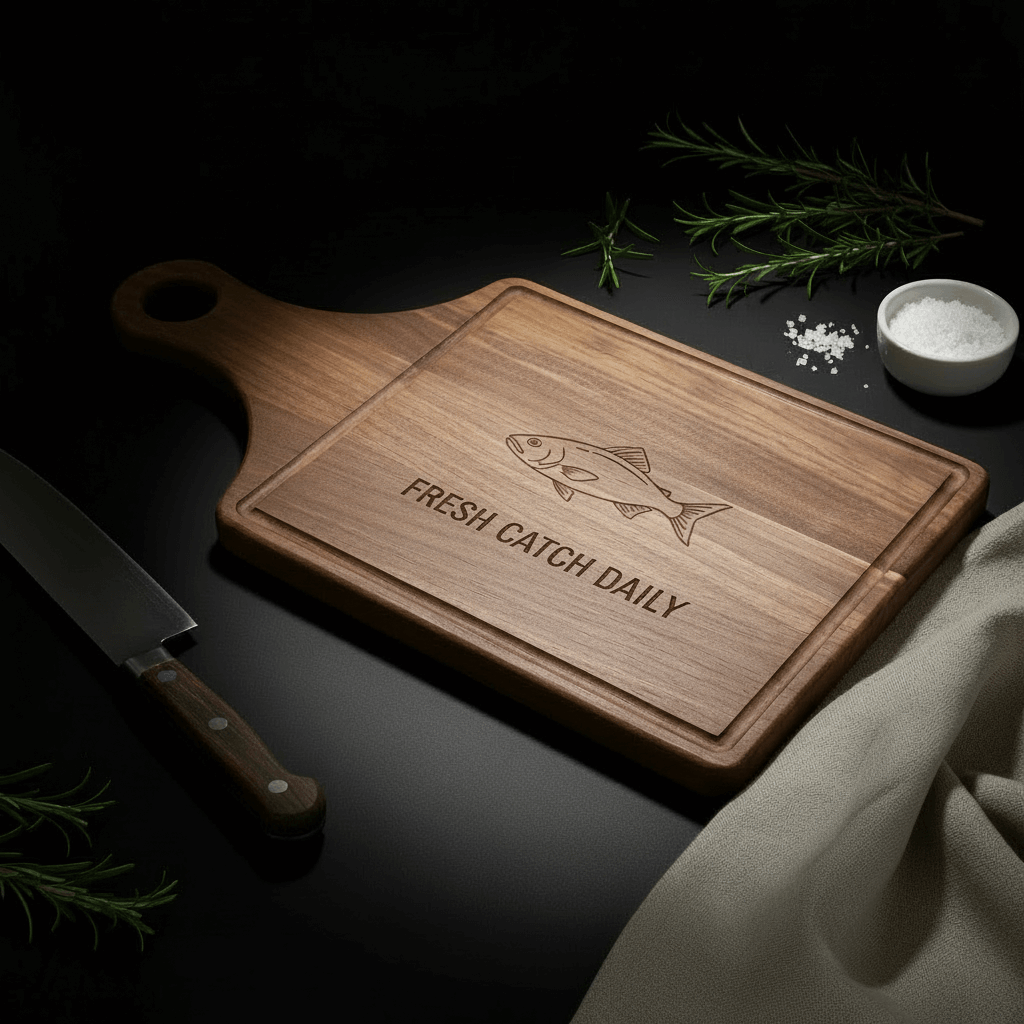 Walnut Cutting Board Paddle Shape 13×12×7 | Handmade Wooden Serving Board with Drip Ring | Premium Kitchen Board - Hadi Craft