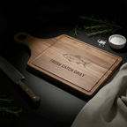 Walnut Cutting Board Paddle Shape 13×12×7 | Handmade Wooden Serving Board with Drip Ring | Premium Kitchen Board - Hadi Craft