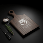 Walnut Cutting Board Paddle Shape 13×12×7 | Handmade Wooden Serving Board with Drip Ring | Premium Kitchen Board - Hadi Craft