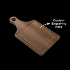 Walnut Cutting Board Paddle Shape 13×12×7 | Handmade Wooden Serving Board with Drip Ring | Premium Kitchen Board - Hadi Craft