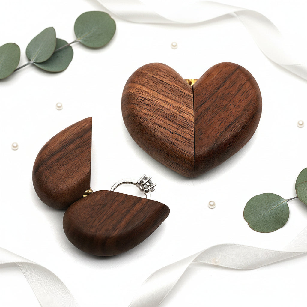 Walnut Heart Ring Box – Hadi Craft USA