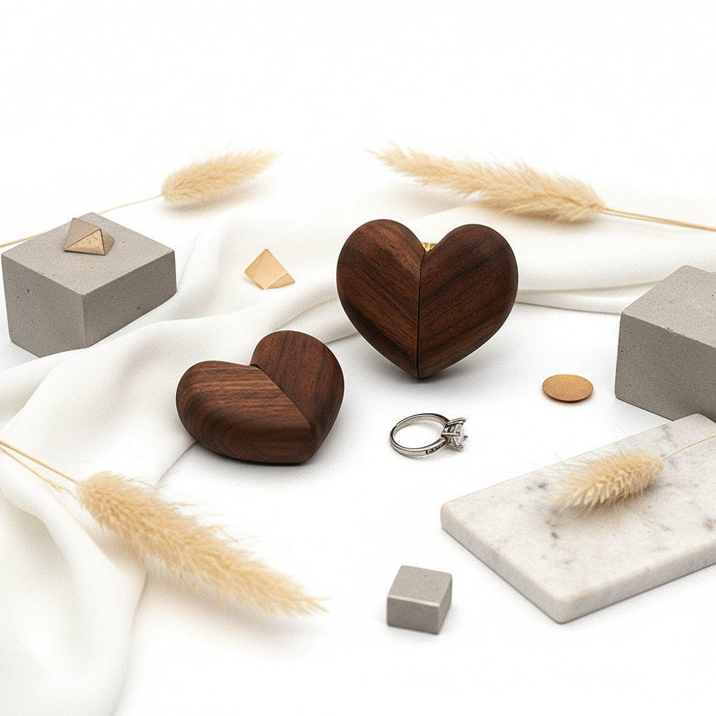 Walnut Heart Ring Box – Hadi Craft USA