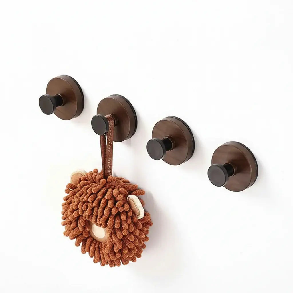 Walnut Wood Adhesive Wall Hook – Heavy Duty No Drill Door Hanger - Hadi Craft