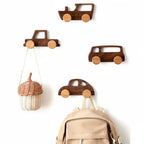 Walnut car wall hooks Coat Hooks for Room Bathroom Nursery Entryway - Hadi Craft