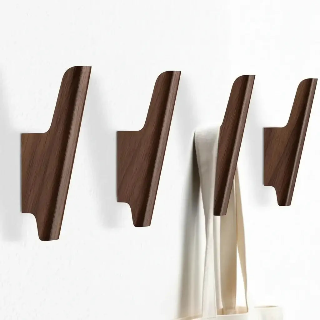 Walnut wall hooks 4 Pack Coat Hooks Wall Mount Hooks for Hanging Hat - Hadi Craft