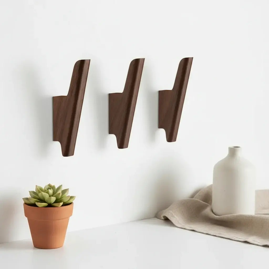 Walnut wall hooks 4 Pack Coat Hooks Wall Mount Hooks for Hanging Hat - Hadi Craft