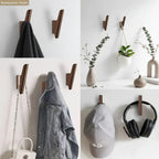 Walnut wall hooks 4 Pack Coat Hooks Wall Mount Hooks for Hanging Hat - Hadi Craft