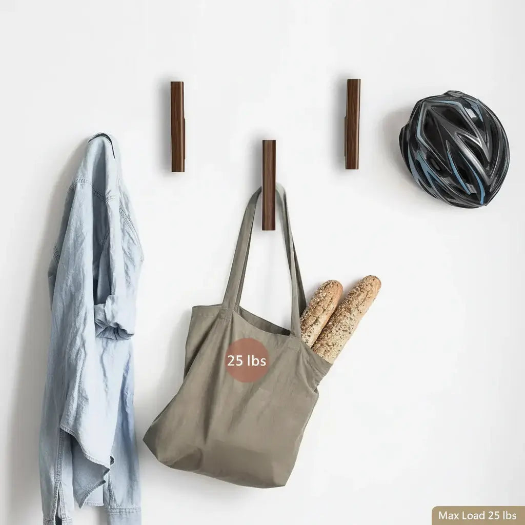 Walnut wall hooks 4 Pack Coat Hooks Wall Mount Hooks for Hanging Hat - Hadi Craft