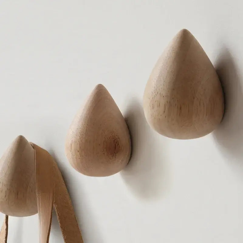 Water Drop Wooden Wall Hook – Modern Decorative Coat & Hat Hanger - Hadi Craft