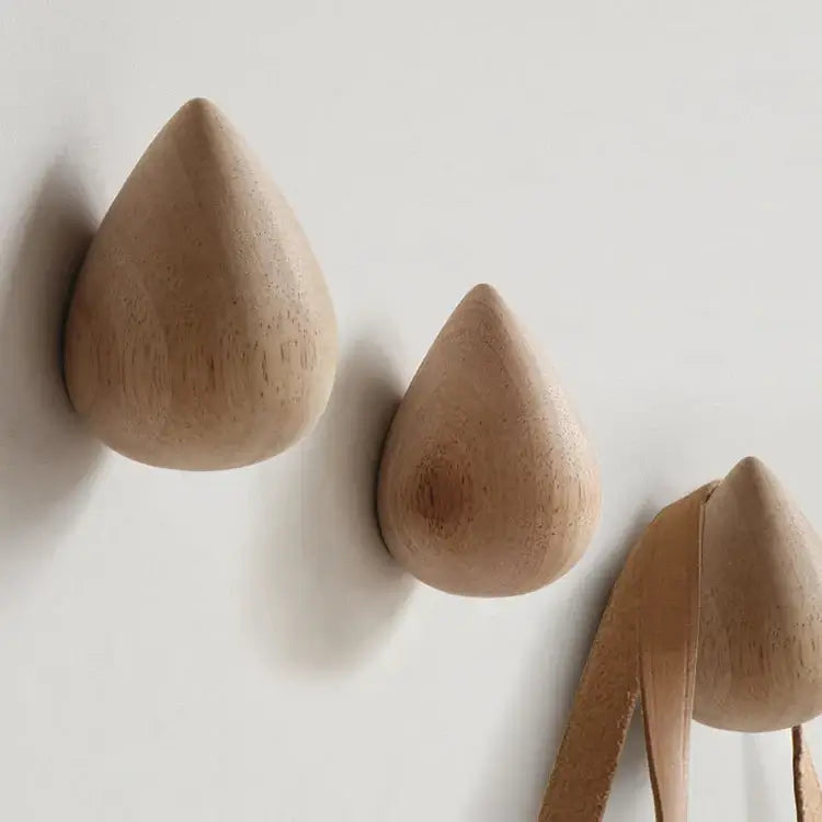 Water Drop Wooden Wall Hook – Modern Decorative Coat & Hat Hanger - Hadi Craft