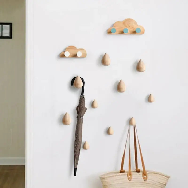 Water Drop Wooden Wall Hook – Modern Decorative Coat & Hat Hanger - Hadi Craft