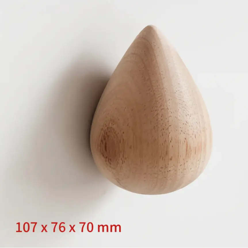 Water Drop Wooden Wall Hook – Modern Decorative Coat & Hat Hanger - Hadi Craft