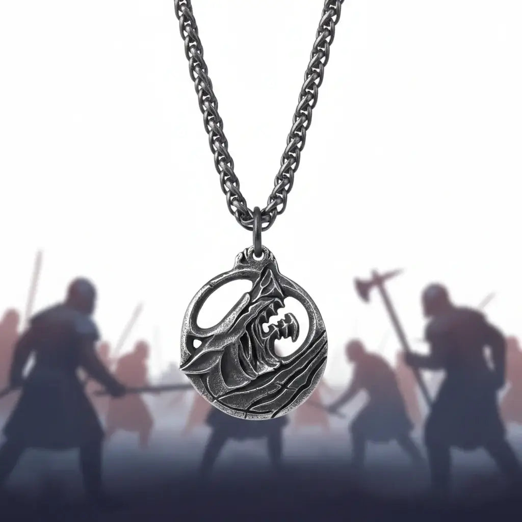 Wolf Head Viking Stainless Steel Pendant Necklace for Men – Norse Gift Box Set - Hadi Craft