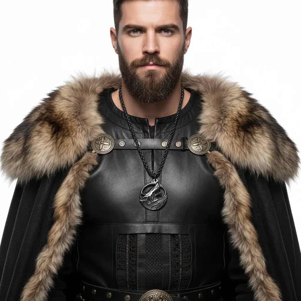 Wolf Head Viking Stainless Steel Pendant Necklace for Men – Norse Gift Box Set - Hadi Craft