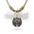 Wolf Head Viking Stainless Steel Pendant Necklace for Men – Norse Rune Amulet with Gift Box - Hadi Craft