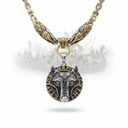 Wolf Head Viking Stainless Steel Pendant Necklace for Men – Norse Rune Amulet with Gift Box - Hadi Craft