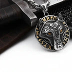 Wolf Head Viking Stainless Steel Pendant Necklace for Men – Norse Rune Amulet with Gift Box - Hadi Craft