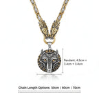 Wolf Head Viking Stainless Steel Pendant Necklace for Men – Norse Rune Amulet with Gift Box - Hadi Craft