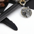 Wolf Head Viking Stainless Steel Pendant Necklace for Men – Norse Rune Amulet with Gift Box - Hadi Craft