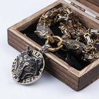 Wolf Head Viking Stainless Steel Pendant Necklace for Men – Norse Rune Amulet with Gift Box - Hadi Craft