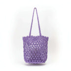 Women beach vacation bag Hollow Out Cutout Shoulder Cotton Woven Bag - Hadi Craft