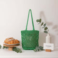Women beach vacation bag Hollow Out Cutout Shoulder Cotton Woven Bag - Hadi Craft
