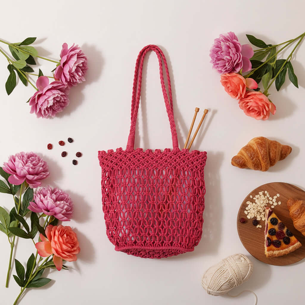Women beach vacation bag Hollow Out Cutout Shoulder Cotton Woven Bag - Hadi Craft
