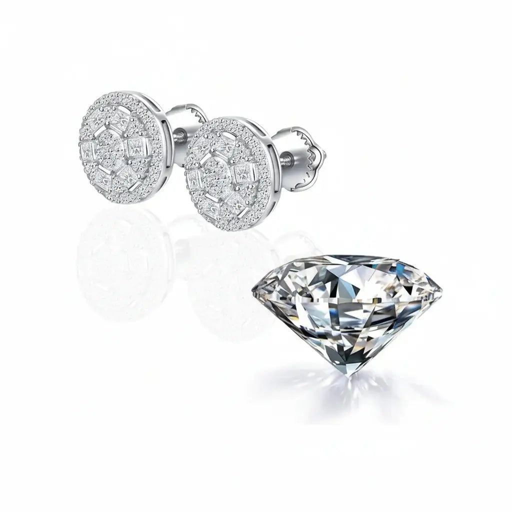 Women's sterling silver moissanite stud earrings 925 Sterling Silver - Hadi Craft