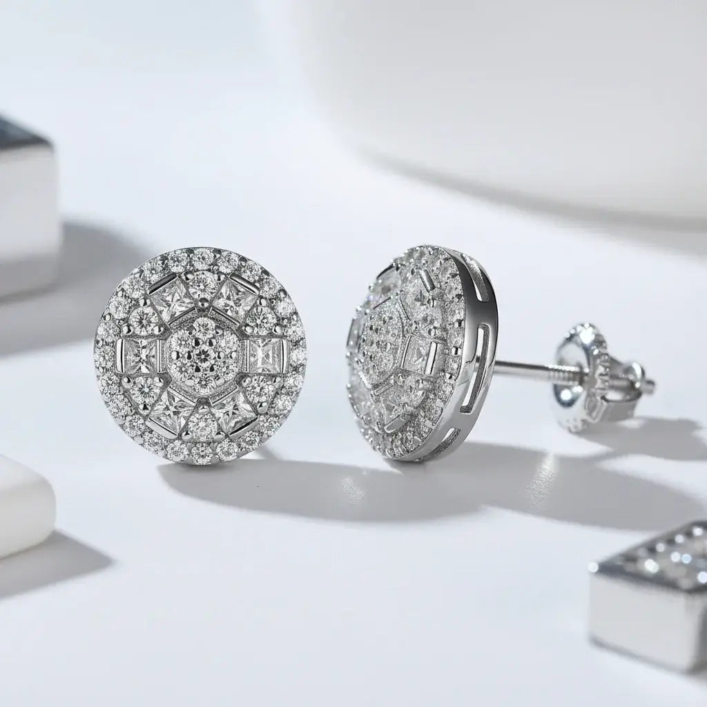 Women's sterling silver moissanite stud earrings 925 Sterling Silver - Hadi Craft