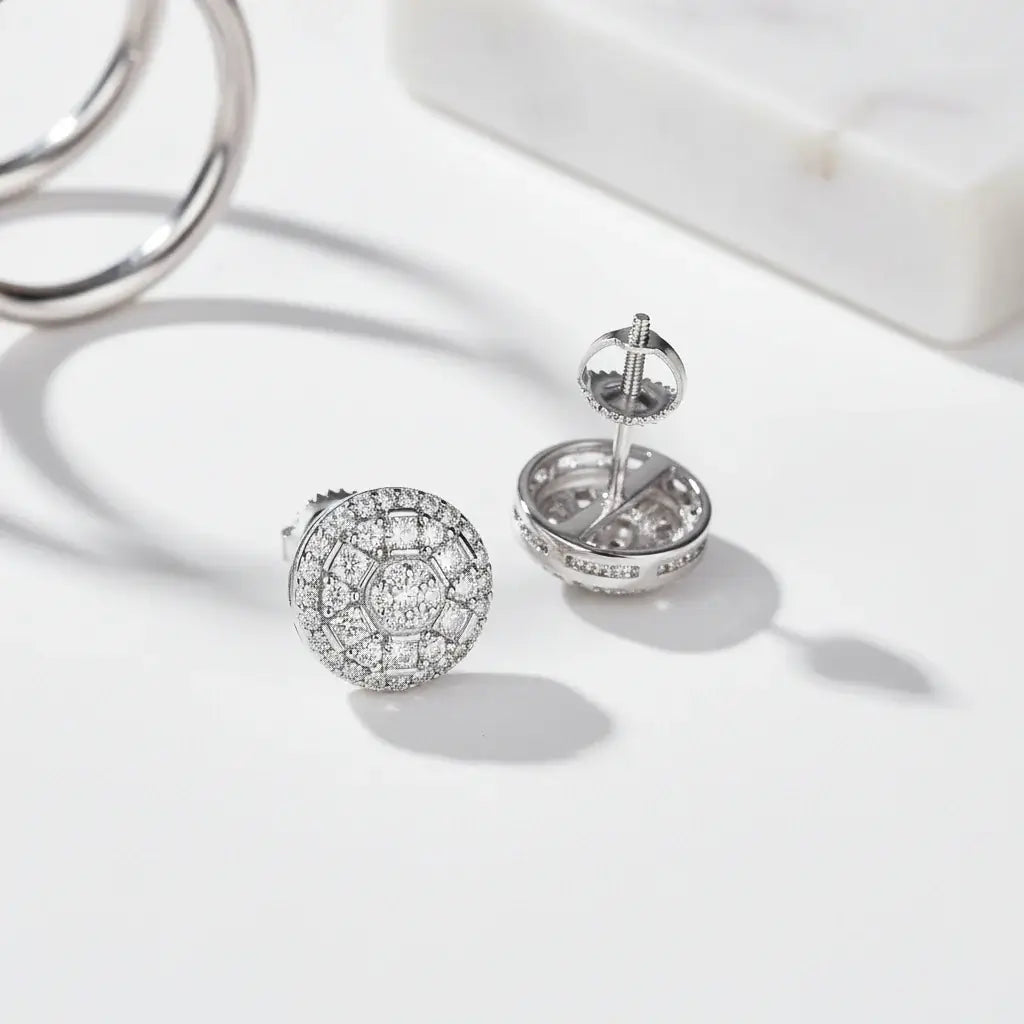 Women's sterling silver moissanite stud earrings 925 Sterling Silver - Hadi Craft
