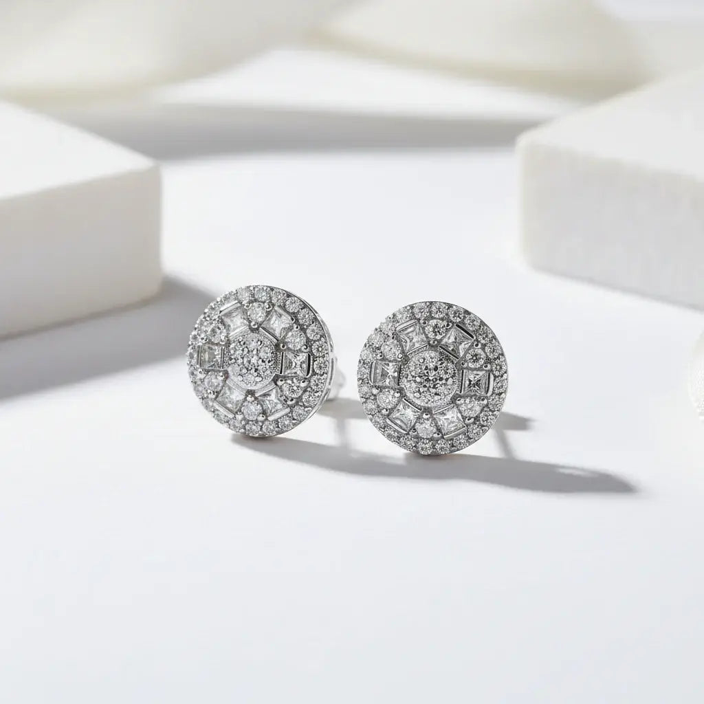 Women's sterling silver moissanite stud earrings 925 Sterling Silver - Hadi Craft