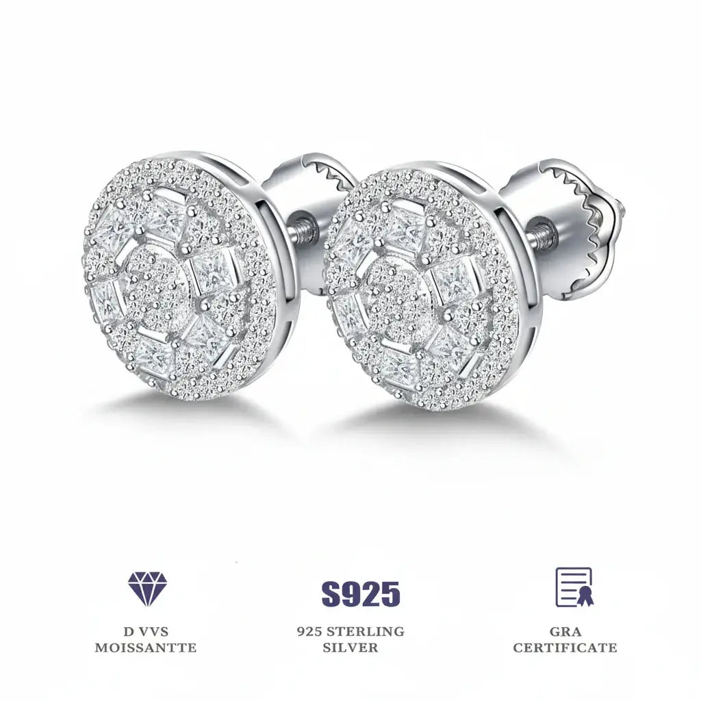 Women's sterling silver moissanite stud earrings 925 Sterling Silver - Hadi Craft