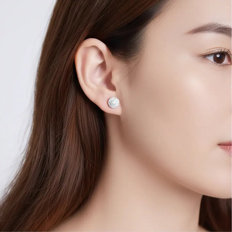 Women's sterling silver moissanite stud earrings 925 Sterling Silver - Hadi Craft