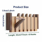 Wood wall coat rack with hooks with 6 Flip Down Magnetic Hooks - Hadi Craft