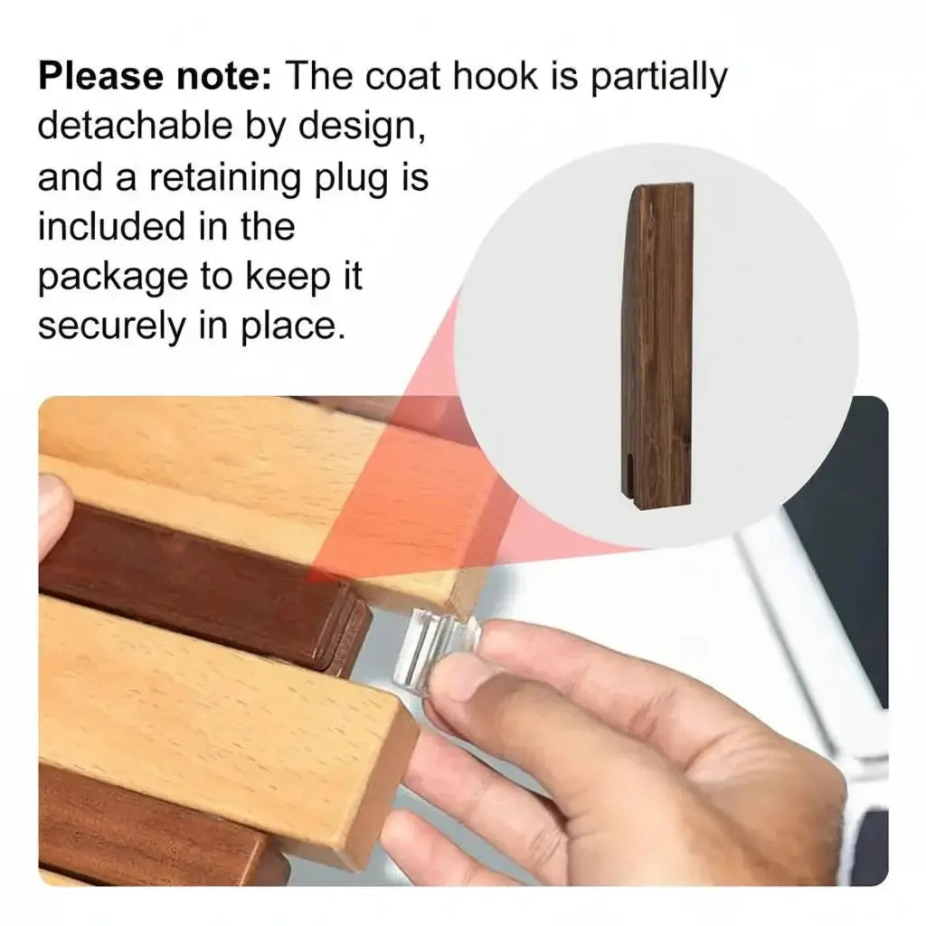 Wood wall coat rack with hooks with 6 Flip Down Magnetic Hooks - Hadi Craft