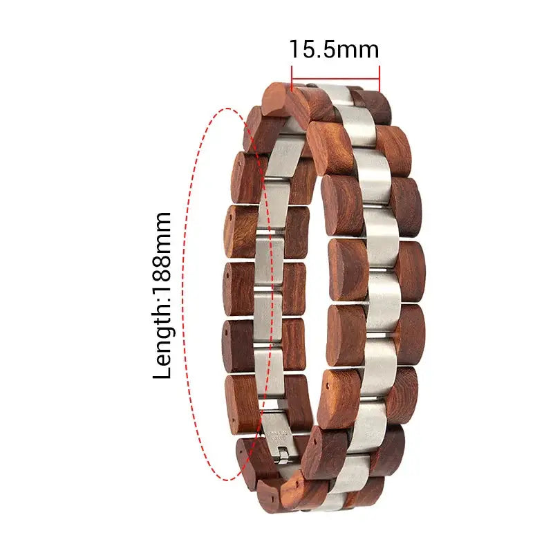 Wooden Men's Link Bracelet Fashion Stainless Steel Charm Man Bracelets - Hadi Craft